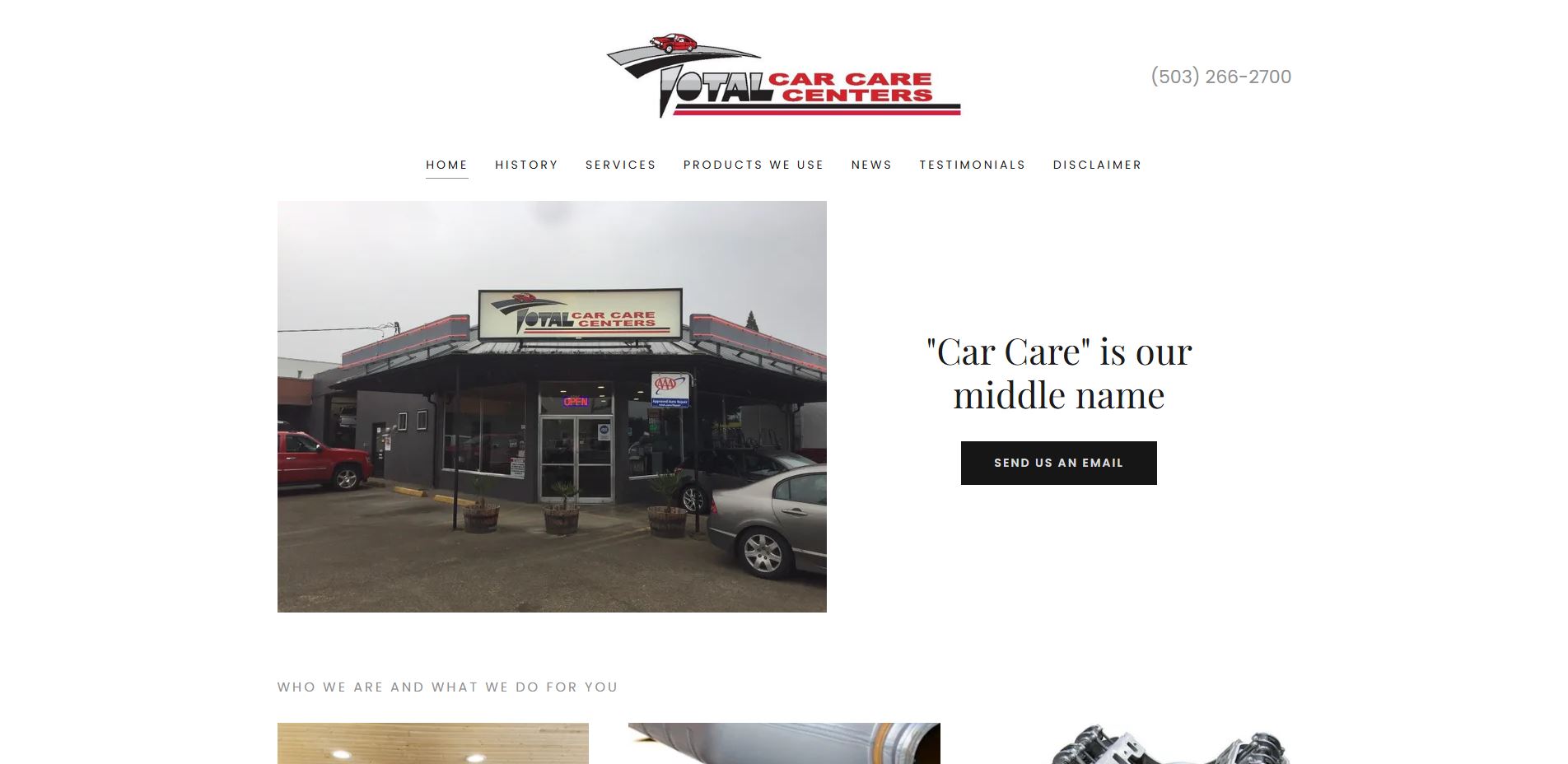 Preview of Total Car Care website