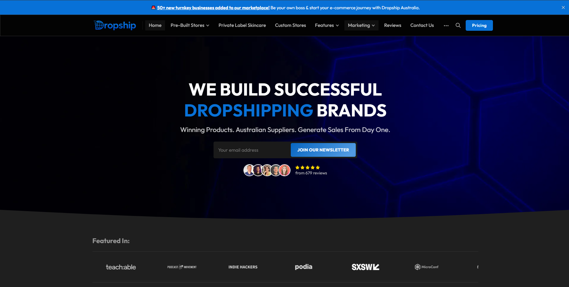 Preview of Dropship AU website